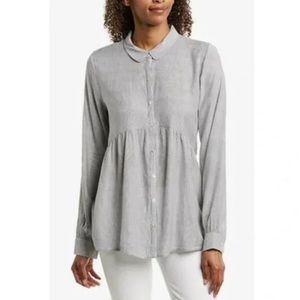 NANETTE LEPORE Striped Long Sleeve Button Down Collar Shirt (Size M)